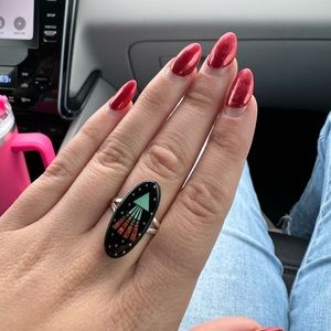 Sterling silver Navajo night sky ring